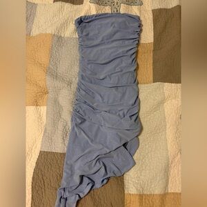 Windsor Light Blue Strapless Ruched Sparkle Dress